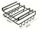 Soporte Colgador Organización Premium - Negro Liso Acero Inoxidable